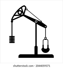 Oil Pump Jack Icon, Petroleum Extraction Equipment Vector Art Illustration