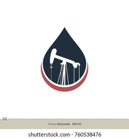 Oil Pump Jack Icon Vector Logo Template Illustration Design. Vector EPS 10.