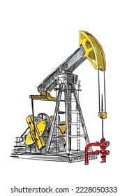 Oil pump jack isolated Vector Illustration. 