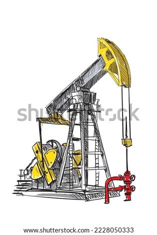 Oil pump jack isolated Vector Illustration. 
