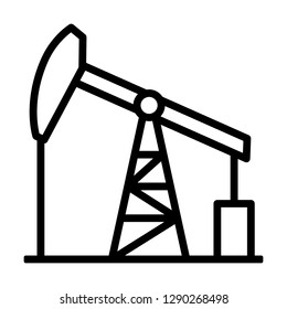 Oil pump jack or petrol pumpjack line art vector icon for gasoline apps and websites