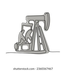 Oil pump jack platform continuous line vector illustration