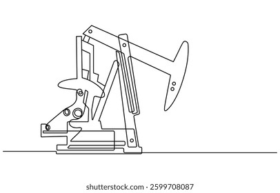 Oil pump jack platform of One continuous line drawing Drilling rig petroleum production and trade industry