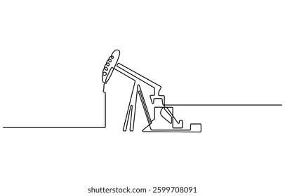 Oil pump jack platform of One continuous line drawing Drilling rig petroleum production and trade industry
