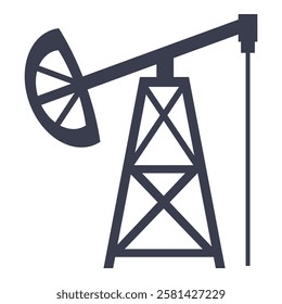 Oil pump jack pumping crude oil icon showing fossil fuel energy extraction