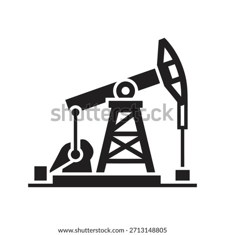 Oil pump jack rig icon symbol solid glyph vector design element drilling industry extraction petroleum fuel energy field machine fossil resource