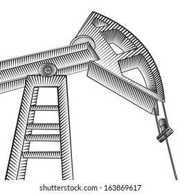 Oil pump jack silhouette design. Vector illustration.