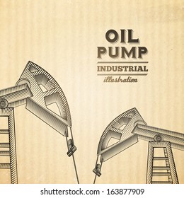 Oil pump jack silhouette design. Vector illustration.