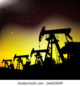 Oil pump jack silhouette design. Vector illustration.