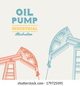 Oil pump jack silhouette design. Vector illustration.