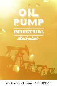 Oil pump jack silhouette design. Vector illustration.