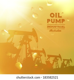 Oil pump jack silhouette design. Vector illustration.