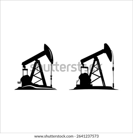 Oil pump jack silhouette vector illustration for energy industry and petroleum production design 100