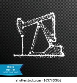Oil pump jacks from connecting dot and line. light effect. vector illustration, isolated on transparent background