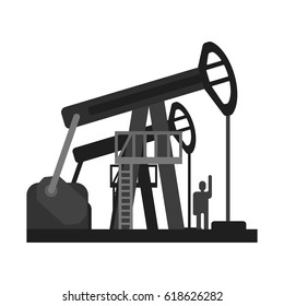 Oil pump jacks. Oil industry production equipment, Flat vector illustration