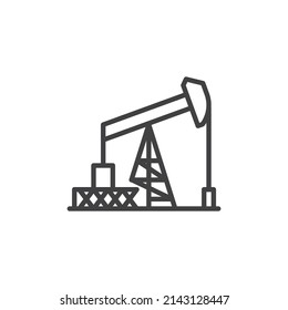 Oil pump line icon. linear style sign for mobile concept and web design. Oil derrick outline vector icon. Symbol, logo illustration. Vector graphics