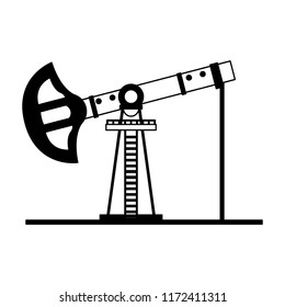 Oil pump machine in black and white