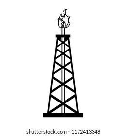 Oil pump machine in black and white
