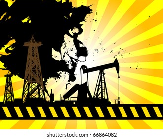 Oil Pump on abstract background, vector illustration