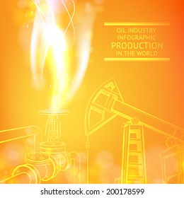 Oil Pump on orange background. Vector illustration.