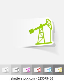 oil pump paper sticker with shadow. Vector illustration