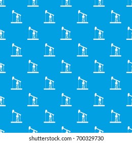 Oil pump pattern repeat seamless in blue color for any design. Vector geometric illustration