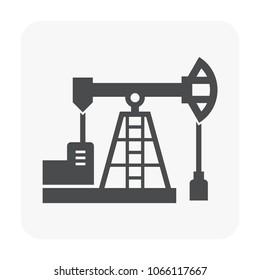 Oil pump, pumpjack vector icon. Industrial machine, equipment or onshore platform with drilling rig for produce crude oil, fossil fuel, resource from oil well. By exploration, extraction, production.