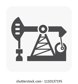 Oil pump, pumpjack vector icon. Industrial machine, equipment or onshore platform with drilling rig for produce crude oil, fossil fuel, resource from oil well. By exploration, extraction, production.