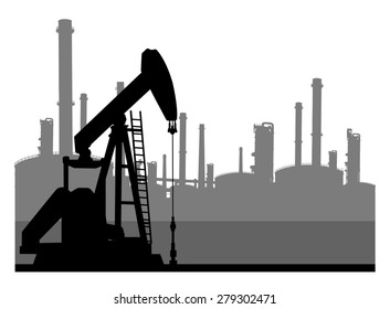 oil pump with refinery on white background