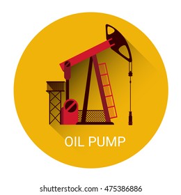 Oil Pump Rig Crane Icon Flat Vector Illustration