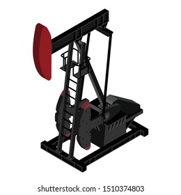 Oil pump oil rig energy industrial machine for petroleum isometric view isolated on white background