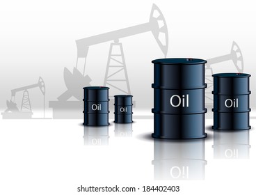Oil pump oil rig energy industrial machine and barrels of oil 