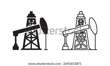 Oil pump rigs with transparent background