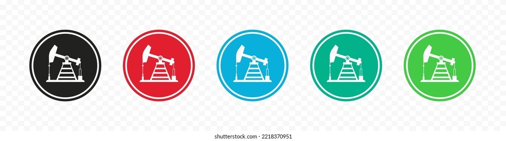 Oil pump vector icons. Multicolored buttons. Vector icons on transparent background. eps10