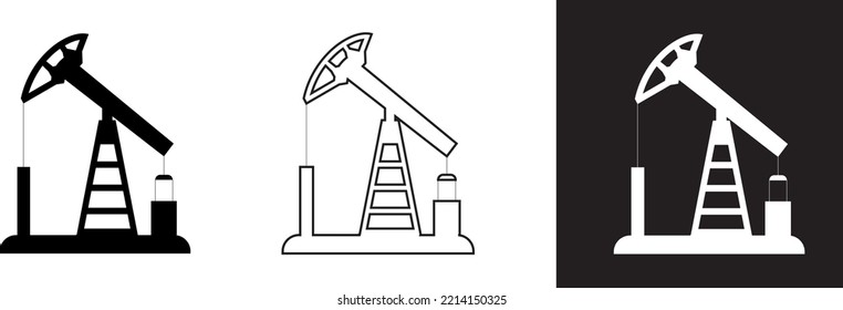 Oil pump vector icons,  pumpjack buttons on white