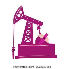 Oil pumping isolated in minimalist style. Vector illustration.