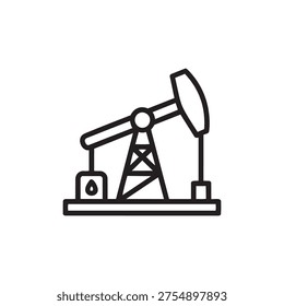 Oil pumpjack extraction machine line icon. Vector illustration isolated on white background.