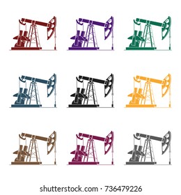 Oil pumpjack icon in black style isolated on white background. Oil industry symbol stock vector illustration.