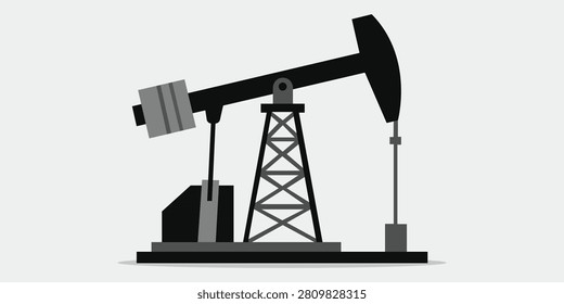 Oil pumpjack illustration representing petroleum extraction, industrial energy production, fuel exploration, engineering equipment, refinery operations, crude oil industry, resource development, and commercial infrastructure design applications.