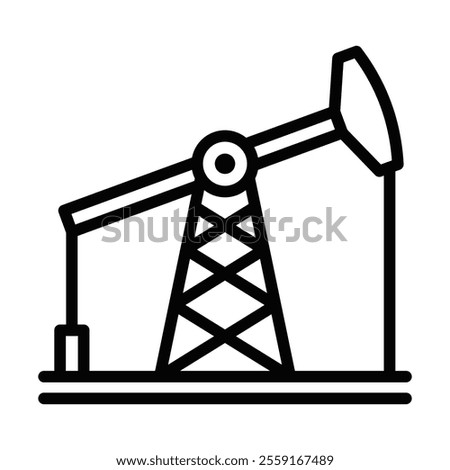 Oil pumpjack vector icon in outline style. Editable stroke.