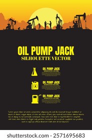 Oil pumpjack Vector, Silhouette of jack up drilling rig, illustration for background.