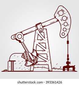 Oil pumps. Oil industry equipment. Outline drawing.