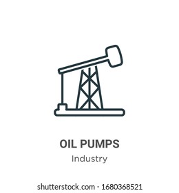 Icono vectorial del contorno de las bombas de aceite. Icono de bombas de aceite negro de línea delgada, ilustración de elemento simple vector plano del concepto de industria editable trazo aislado sobre fondo blanco