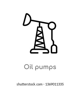 oil pumps vector line icon. Simple element illustration. oil pumps outline icon from industry concept. Can be used for web and mobile