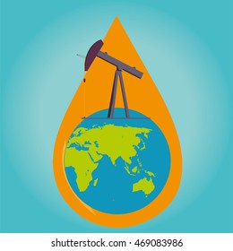 Oil pumps in the world vector illustration design
