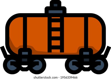 Oil Railway Tank Icon. Editable Bold Outline With Color Fill Design. Vector Illustration.