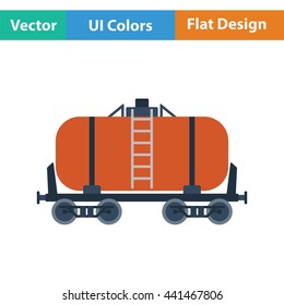Oil railway tank icon. Flat color design. Vector illustration.