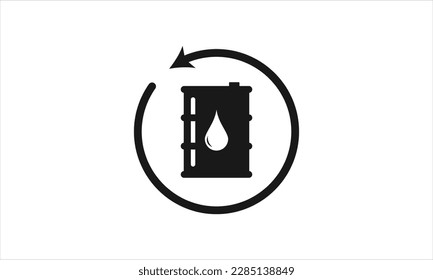 Icono de reciclado de petróleo, símbolo de reciclaje con icono del vector del barril de petróleo