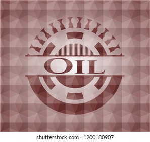 Oil red emblem with geometric pattern. Seamless.