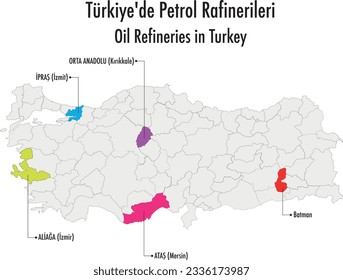 Oil Refineries in Turkey (Political Maps) Türkiye'de Petrol Rafinerileri, Petrol, Rafineri, Petrol Harita, Rafineri Harita, Coğrafya, Şehir, İl, Rafineri olan şehirler, Türkiye